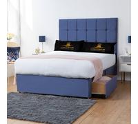 UK Bed Furniture Florence Divan Bed with 2 Drawers Foot End & 26 Inch headboard in Blue | Size: Small Double UK Bed Furniture Blue Small Double