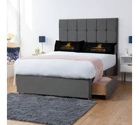 UK Bed Furniture Florence Divan Bed with 2 Drawers Foot End & 26 Inch headboard in Charcoal | Size: Small Double UK Bed Furniture Charcoal Small Double