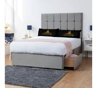 UK Bed Furniture Florence Divan Bed with 2 Drawers Foot End & 26 Inch headboard in Grey | Size: Small Double UK Bed Furniture Grey Small Double