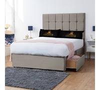 UK Bed Furniture Florence Divan Bed with 2 Drawers Foot End & 26 Inch headboard in Light Beige | Size: Small Double UK Bed Furniture Light Beige Small Double