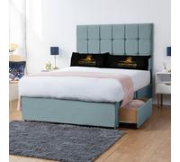 UK Bed Furniture Florence Divan Bed with 2 Drawers Foot End & 26 Inch headboard in Light Blue | Size: Small Double UK Bed Furniture Light Blue Small Double