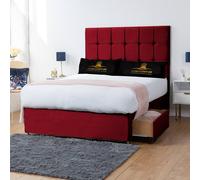 UK Bed Furniture Florence Divan Bed with 2 Drawers Foot End & 26 Inch headboard in Maroon | Size: Small Double UK Bed Furniture Maroon Small Double