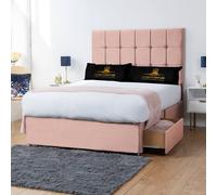 UK Bed Furniture Florence Divan Bed with 2 Drawers Foot End & 26 Inch headboard in Pink | Size: Small Double UK Bed Furniture Pink Small Double