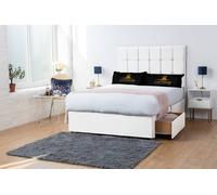 UK Bed Furniture Florence Divan Bed with 2 Drawers Foot End & 26 Inch headboard in White | Size: Small Double UK Bed Furniture White Small Double