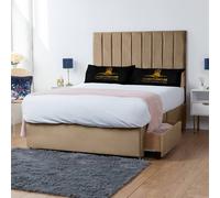 UK Bed Furniture Hampton Divan Bed with 2 Drawers Foot End & 26 Inch headboard in Beige | Size: Small Double UK Bed Furniture Beige Small Double