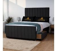UK Bed Furniture Hampton Divan Bed with 2 Drawers Foot End & 26 Inch headboard in Black | Size: Small Double UK Bed Furniture Black Small Double