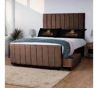 UK Bed Furniture Hampton Divan Bed with 2 Drawers Foot End & 26 Inch headboard in Brown | Size: Small Double UK Bed Furniture Brown Small Double