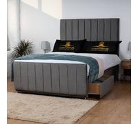 UK Bed Furniture Hampton Divan Bed with 2 Drawers Foot End & 26 Inch headboard in Charcoal | Size: Small Double UK Bed Furniture Charcoal Small Double