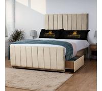 UK Bed Furniture Hampton Divan Bed with 2 Drawers Foot End & 26 Inch headboard in Cream | Size: Small Double UK Bed Furniture Cream Small Double