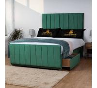 UK Bed Furniture Hampton Divan Bed with 2 Drawers Foot End & 26 Inch headboard in Green | Size: Small Double UK Bed Furniture Green Small Double
