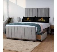 UK Bed Furniture Hampton Divan Bed with 2 Drawers Foot End & 26 Inch headboard in Grey | Size: Small Double UK Bed Furniture Grey Small Double