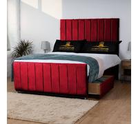UK Bed Furniture Hampton Divan Bed with 2 Drawers Foot End & 26 Inch headboard in Maroon | Size: Small Double UK Bed Furniture Maroon Small Double
