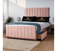 UK Bed Furniture Hampton Divan Bed with 2 Drawers Foot End & 26 Inch headboard in Pink | Size: Small Double UK Bed Furniture Pink Small Double