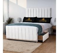 UK Bed Furniture Hampton Divan Bed with 2 Drawers Foot End & 26 Inch headboard in White | Size: Small Double UK Bed Furniture White Small Double