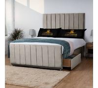 UK Bed Furniture Hampton Divan Bed with 4 Drawers & 26 Inch headboard in Light Beige | Size: Small Double UK Bed Furniture Light Beige Small Double