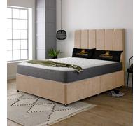 UK Bed Furniture Savannah Divan Bed with 4 Drawers & 26 Inch headboard in Beige | Size: Double UK Bed Furniture Beige Double
