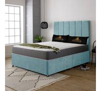 UK Bed Furniture SavannahDivan Bed with 2 Drawers Same Side & 26 Inch headboard in Light Blue | Size: Super King UK Bed Furniture Light Blue Super King