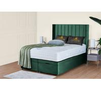 UK Bed Furniture Victoria End Lift Divan Ottoman Bed with 54 Inch Headboard in Green | Size: Small Double UK Bed Furniture Green Small Double