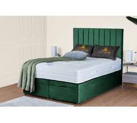 UK Bed Furniture Wilton End Lift Divan Ottoman Bed with 54 Inch Tall Headboard in Green | Size: Small Double UK Bed Furniture Green Small Double