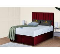 UK Bed Furniture Wilton End Lift Divan Ottoman Bed with 54 Inch Tall Headboard in Maroon | Size: Small Double UK Bed Furniture Maroon Small Double