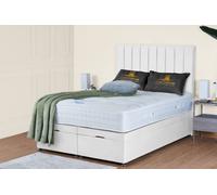 UK Bed Furniture Wilton End Lift Divan Ottoman Bed with 54 Inch Tall Headboard in White | Size: Small Double UK Bed Furniture White Small Double