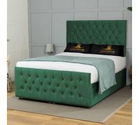 UK Bed Furniture Winchester End Lift Divan Ottoman Bed with 54 Inch Headboard in Green | Size: Small Double UK Bed Furniture Green Small Double