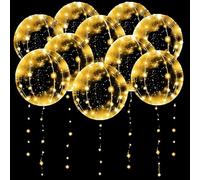 UK BEST SELLERS 10 Pack Transparent LED BoBo Balloons with Warm White Lights - 20 Inch Helium Glow Balloons for Valentine’s Day, Weddings, Birthdays & Christmas Parties