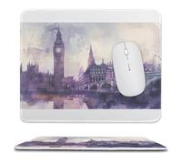 Uk Big Ben London Bridge Watercolor Mouse Pad Waterproof Ultra-Thin Non-Slip Rubber Base Square Mouse Mat Gaming Mousepad 9.8"x11.8"