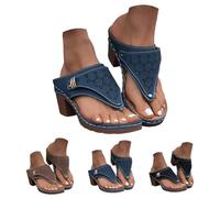 UK Block Heeled Flip Flop Wide Fit for Women,Open Toe Block Dress Bridal Party Wedding Shoes Summer Casual Slip on Non Slip Thong Toe Post Sandal