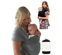 UK Brand - Baby Sling Carrier Wrap, Newborn to 35lbs, Organic Cotton, Small/Medium or Plus Size, Black or Grey, Safety Tested