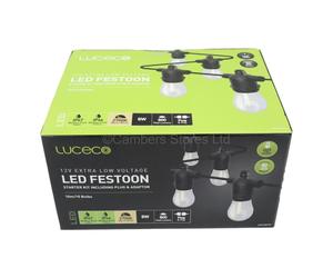 UK Branded Luceco LED Festoon Outdoor Garden Light Set Starter & Extension Kits