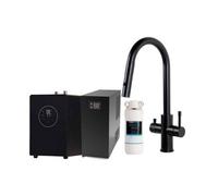 UK BRASSWARE Ukb 4-In-1 Instant Boiling & Chilled Water Tap, Black Pull Out Spout