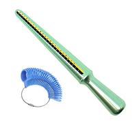 UK British Blue Finger Sizer & Green Aluminum Ring Mandrel Measurer Stick Tool Size A-Z