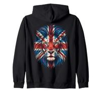 UK British Flag Lion Zip Hoodie