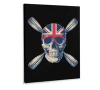UK British Flag Skull Paddles Wall Art Canvas Artwork Posters Frame