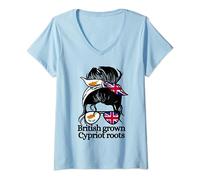 UK British Grown Cypriot Roots Cyprus Heritage Cyprus Flag V-Neck T-Shirt