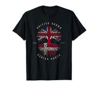 UK British Grown Danish Roots DNA Denmark Flag T-Shirt