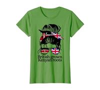 UK British Grown Kenyan Roots Kenya Heritage T-Shirt, Women, Grass Green, Medium