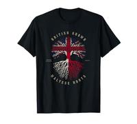 UK British Grown Maltese Roots DNA Malta Flag T-Shirt