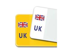 UK Car Number Plate Stickers for Driving in Europe, Premium 3M Vinyl Decals, Union Jack, Compliant with Post-Brexit Regulations, Bubble-Free & Easy Application - Set of 2 (Front & Rear) (Neutral)