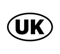 UK Car Stickers - Clear Oval Self-Adhesive Vinyl New Stickers in Black or White