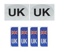 UK Car Stickers for European Travel, 2pc UK Oval & 4pc Number Plate Stickers Weatherproof UK Sticker Easy to Attach for Car Europe Vans, Trucks Driving in European after Brexit GB (18cm x 13cm & 10.5c