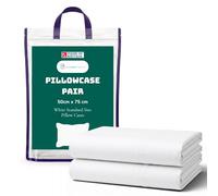 UK Care Direct 100% Cotton Pillowcase - Pack of 2 - Hospital Quality Cool Touch Soft Breathable Pillow cases - Envelope Closure White Machine Washable Pillow Cover for Bed Hotel Home Use - (75cmx50cm)