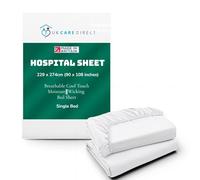 UK Care Direct 100% Cotton Single Flat Sheets - Pack of 1 Hospital Quality Bed Sheet, Cool Touch Moisture Wicking, Flat Sheet Hotels Quality Top Bed Sheets - Machine Washable (178cm x 274cm) - White