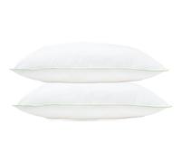 UK Care Direct 2 Pack Cotton Pillow Pair - Green Piping Edge for Comfort & Support - Cushion with Hollowfibre Filling - Medium Firmness Hypoallergenic Pillows - 71cm X 46cm [27” X 18”]
