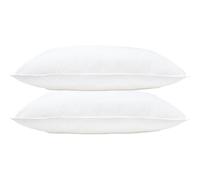 UK Care Direct 2 Pack Cotton Pillow Pair - White Piping Edge for Comfort & Support - Cushion with Hollowfibre Filling - Medium Firmness Hypoallergenic Pillows - 71cm X 46cm [27” X 18”]