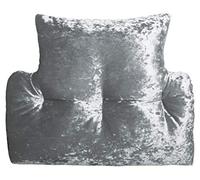 UK Care Direct Crushed Velvet Lumbar Support Pillow - Hollowfibre Filled Back Cushion for Bed Rest Reading Support Sofa Comfort Seating Encourages - Better Posture (H58cmxW69cmxD12cm) Silver - 1 Pack