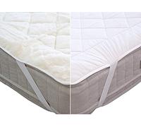UK Care Direct Reversible Pure Australian Wool / 100% Cotton Mattress Topper in Double Temperature Regulating Mattress Reviver for All Year Use