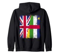 UK Central African Republic Half Flag British CAR Roots Zip Hoodie