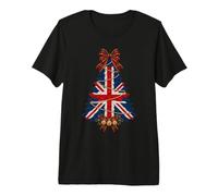 UK Christmas Tree Snowy Robins British Flag Premium T-Shirt